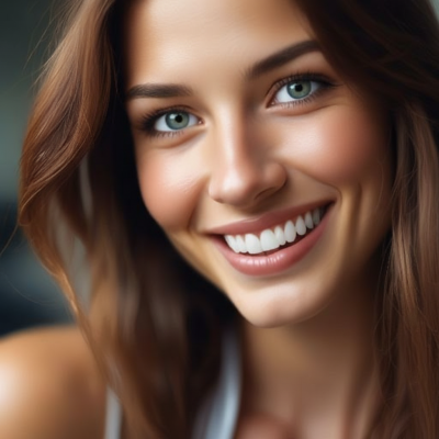 Weiße helle Zähne die mit Veneers versorgt wurden.